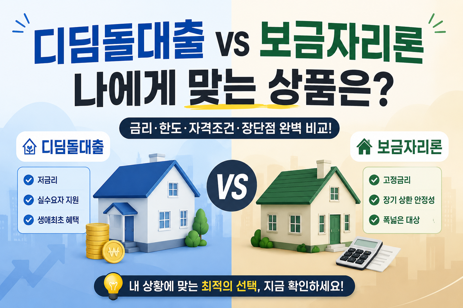 디딤돌대출 보금자리론 상품 비교
